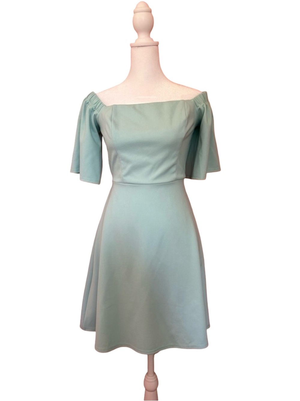 ASOS Mint Aqua Open Back Bow Mini Dress Coquette regency Fit Flare Size NWT 6